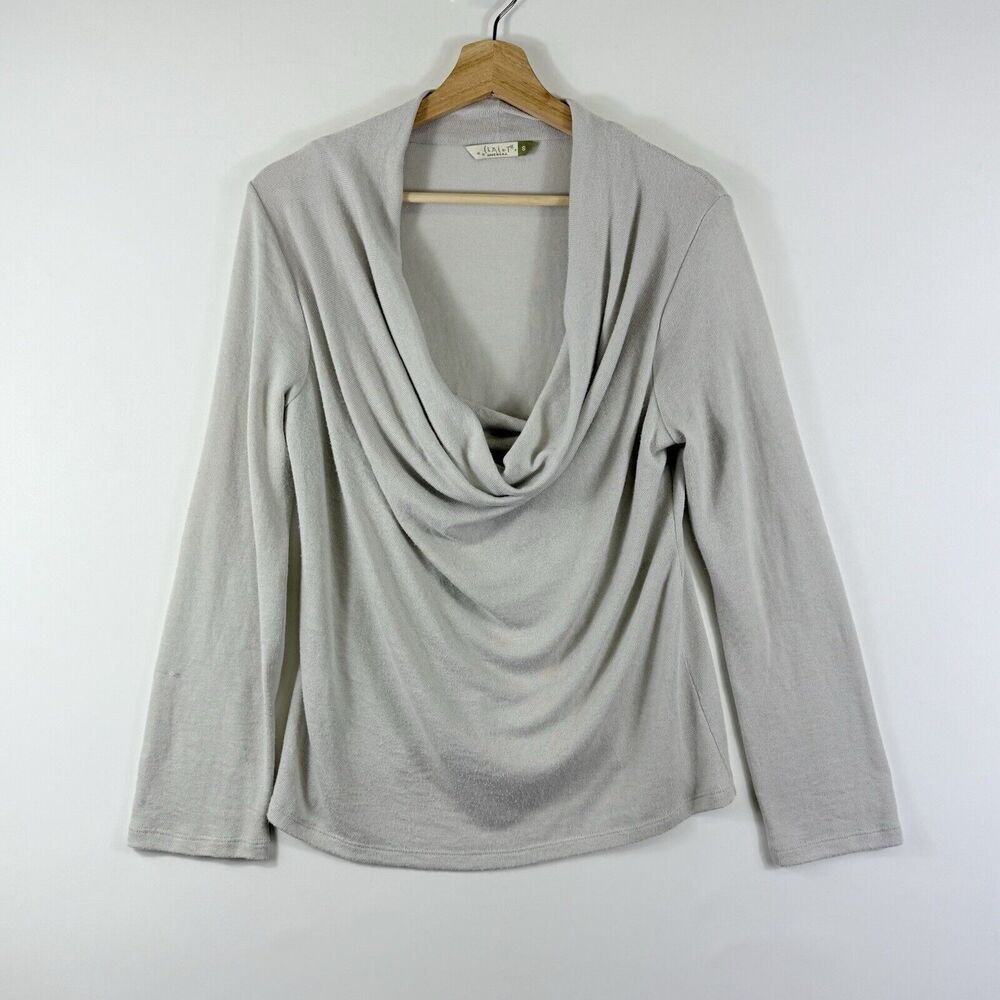 Chalet Sweater Women Small Grey Cowl Neck Lagenlook Coastal Soft Girl Quiet Luxe